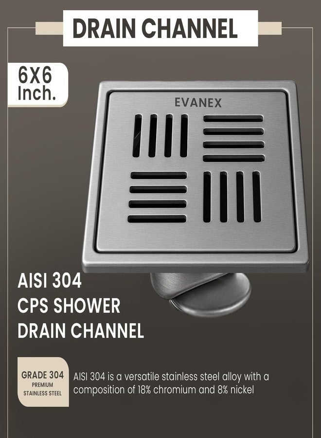 EVANEX EVANEX Floor Drainer for Bathroom | 6x6 Inch 304 Grade Stainless Steel Drain Jali | Shower Drainer for Bathroom | Waste Water Floor Drain | Drainer with Cockroach Trap | Drain Channel Jali - Image 5